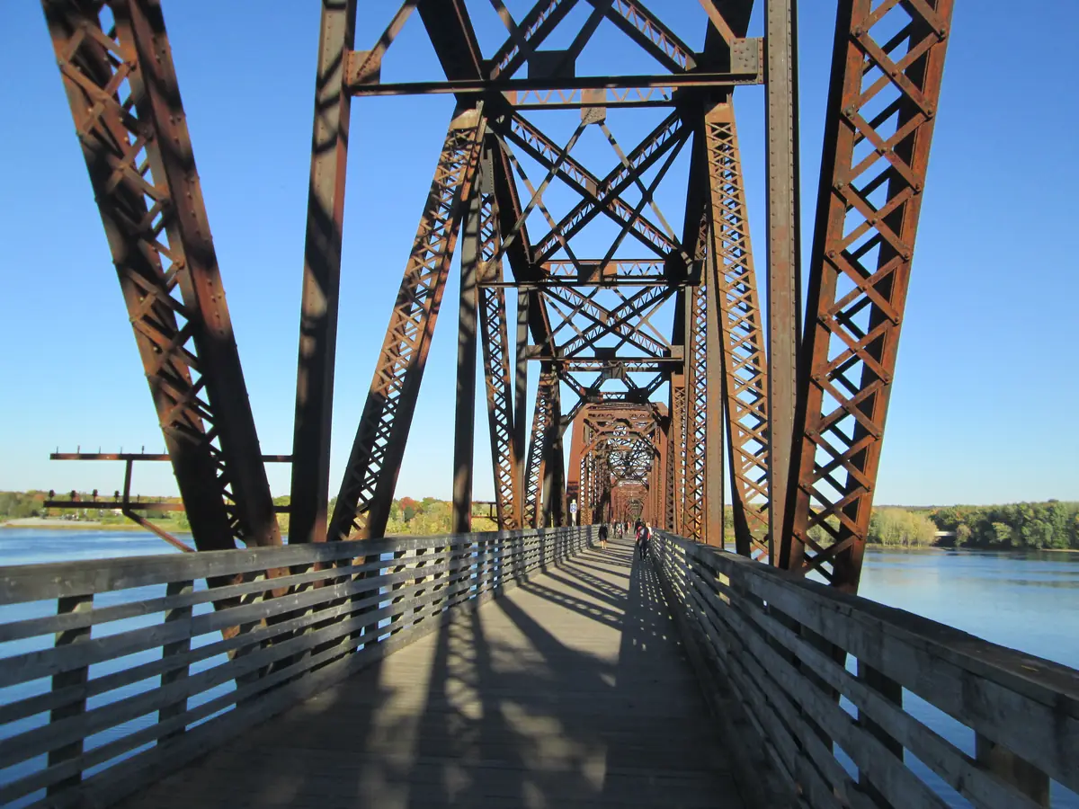 The Bill Thorpe Walking Bridge, a former train bridge over the Saint John River in Fredericton