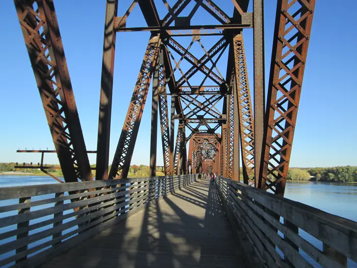 The Bill Thorpe Walking Bridge, a former train bridge over the Saint John River in Fredericton